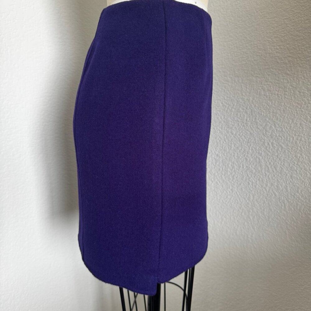 Elie Tahari | Purple Wool Hi-Lo Mini Skirt Size 6 - Picture 2 of 10